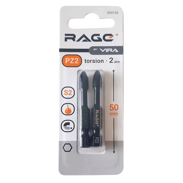 Бита Vira Rage (554126) PZ2 магнитная 50 мм торсионная (2 шт.)
