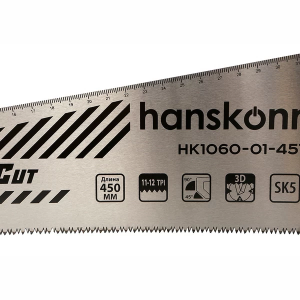 Ножовка по дереву Hanskonner 450 мм 11-12 зуб/дюйм средний зуб