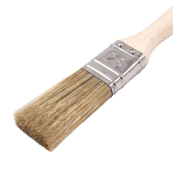 Кисть плоская смешанная щетина деревянная ручка Wenzo Wood 25х12 мм для всех типов ЛКМ на любой основе