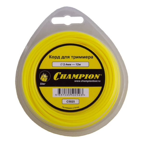 Леска для триммера Champion Star звезда 2,4 мм х 12 м желтая (C5025)