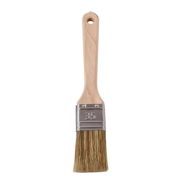 Кисть плоская смешанная щетина деревянная ручка Wenzo Wood 35х12 мм для всех типов ЛКМ на любой основе
