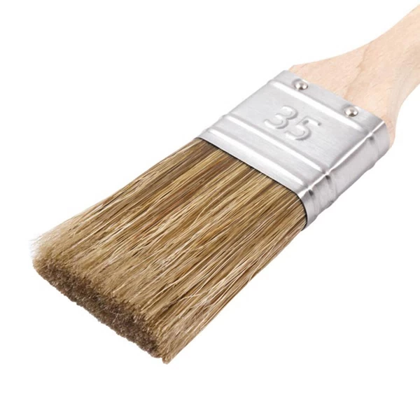 Кисть плоская смешанная щетина деревянная ручка Wenzo Wood 35х12 мм для всех типов ЛКМ на любой основе