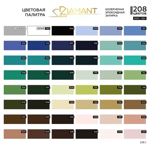 Затирка эпоксидная под колеровку Diamant Color хамелеон 2,5 кг (208 цветов)