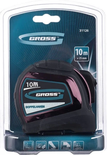Рулетка Gross с автостопом 10 м x 25 мм