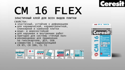 Клей для плитки/ керамогранита/ камня Церезит СМ 16 серый класс С2 ТЕ 25 кг