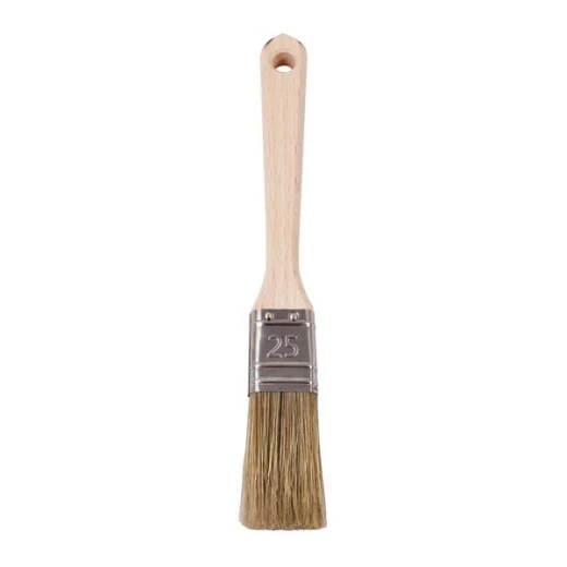 Кисть плоская смешанная щетина деревянная ручка Wenzo Wood 25х12 мм для всех типов ЛКМ на любой основе
