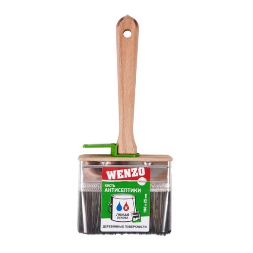 Кисть плоская смешанная щетина деревянная ручка Wenzo Wood 100х25 мм для антисептиков