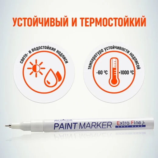 Маркер лаковый MunHwa Extra Fine белый грифель 1 мм