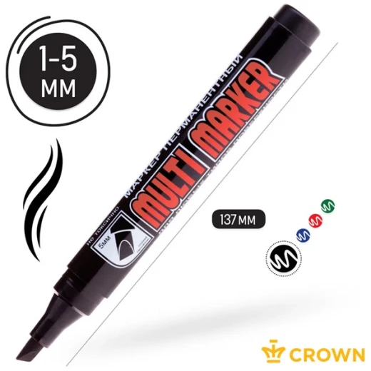 Маркер перманентный Crown Multi Marker Chisel черный грифель 1-5 мм
