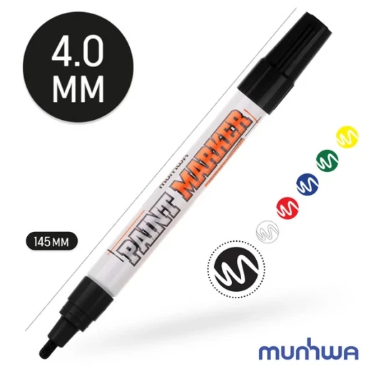 Маркер лаковый для промышленной графики MunHwa Industrial черный грифель 4 мм